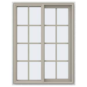 35.5 in. x 47.5 in. V-4500 Series Desert Sand Vinyl Right-Handed Sliding Window with Colonial Grids/Grilles
