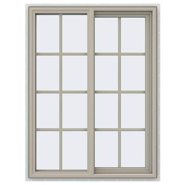 35.5 in. x 47.5 in. V-4500 Series Desert Sand Vinyl Right-Handed Sliding Window with Colonial Grids/Grilles