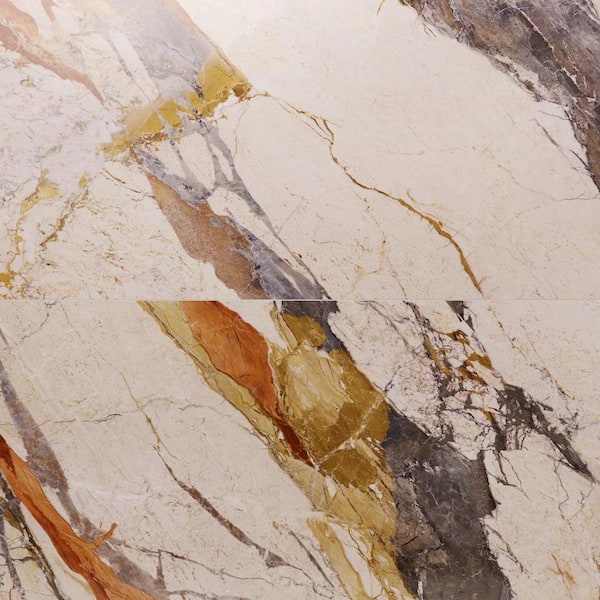 Montari Breccia Sicilia Multi 24 in. x 48 in. Marble Look Polished Porcelain Floor and Wall Tile (15.49 sq. ft. / Case)