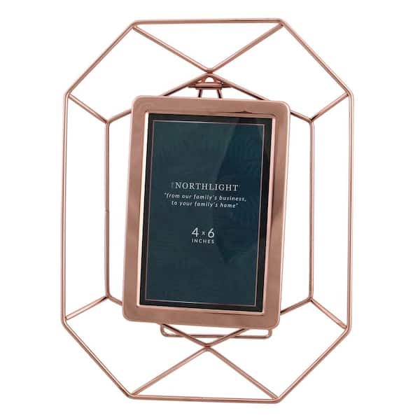 Northlight 4 in. x 6 in. Rose Gold Hexagonal Picture Frame (for All Occasions, New Year's, etc.)