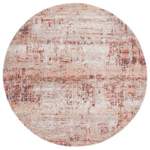 Madison Rust/Grey 7 ft. x 7 ft. Abstract Striped Round Area Rug