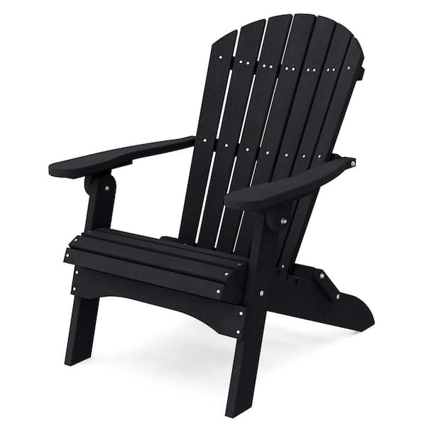 Wildridge Heritage Black Plastic Outdoor Folding Adirondack Chair