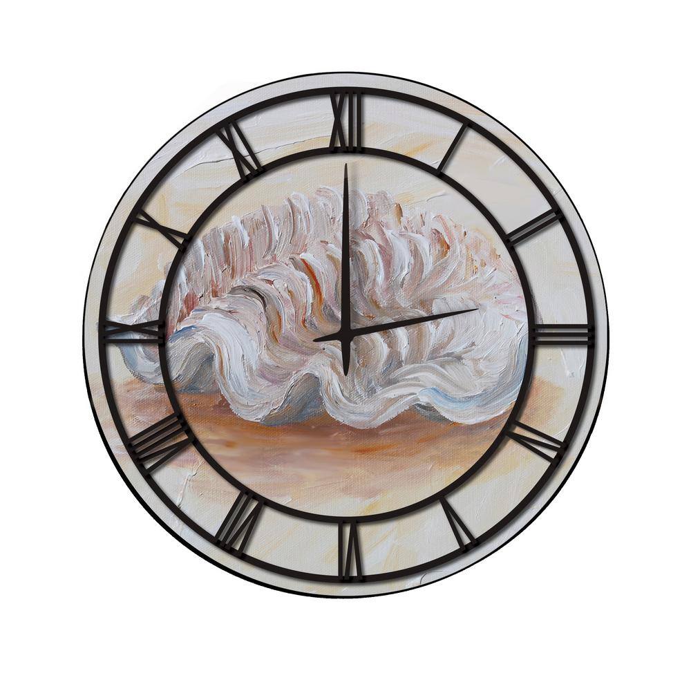 "Sea Shell #1" Full Coverage Art And Black Numbers Imaged Wall Clock CL ...