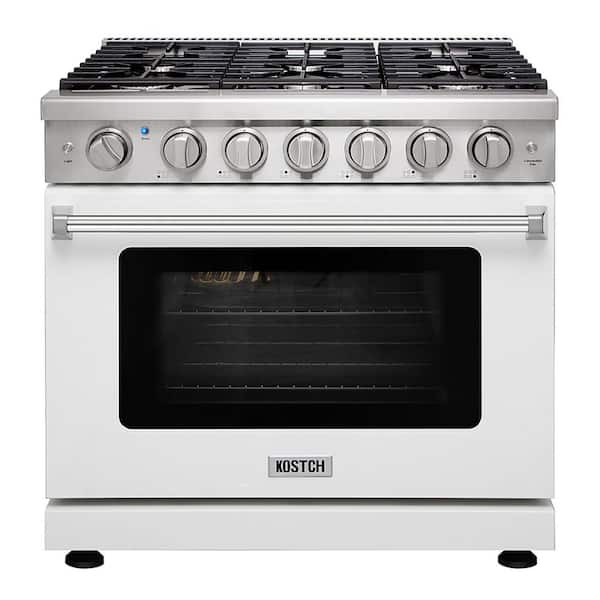 36 in. 6 Burners Freestanding Propane Gas Range in Stainless Steel with 6.0 cu. ft. Convection Oven and White Oven Door