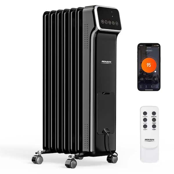 1500-Watt Black Indoor Electric Oil-Filled Radiator Space Heater with WIFI Function