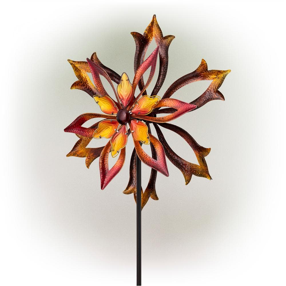 96" Brown Iron and Glass Dual Kinetic Garden Spinner