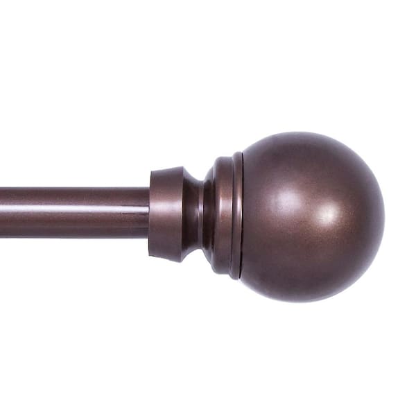 Kenney Mae 28 in. - 48 in. Adjustable Single Curtain Rod 5/8 in. Diameter in Chocolate with Round Finials