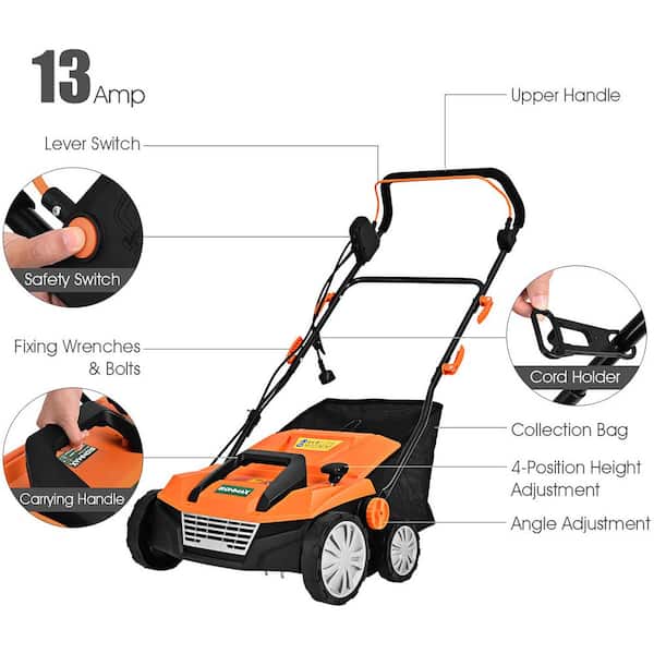 Costway 15 in. 13 Amp Corded Scarifier Electric Lawn