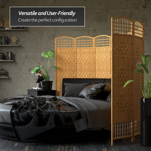 5.5 ft. Light Beige 6-Panel Room Divider