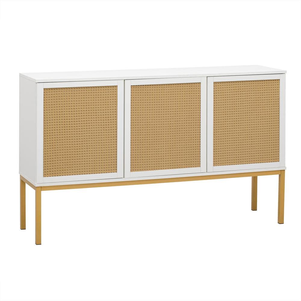 53.9 in. W x 15 in. D x 33.3 in. H White Wood Linen Cabinet with Adjustable