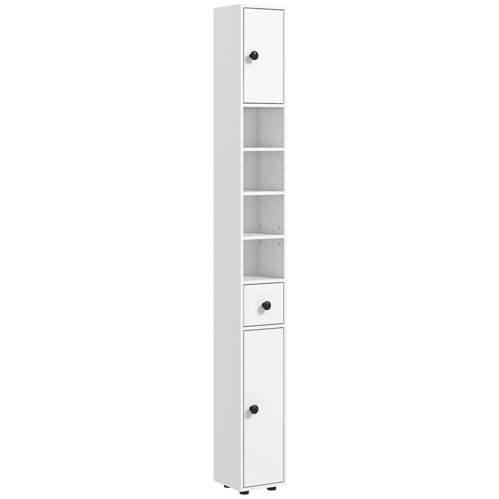 7.75 in. x 70.75 in. x 7.75 in. White Linen Cabinet with Open Shelves, 2 Do