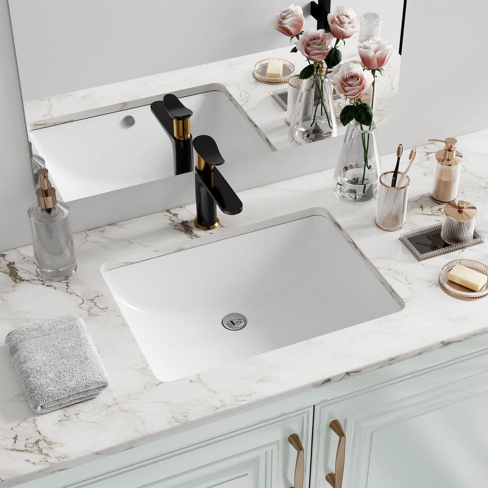 18 in. Undermount Rectangular Bathroom Sink, White Under Counter Porcelain Ceramic Vessel Sink price history on PriceWatchPro