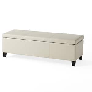 Glouster Ivory Faux Leather Storage Bench