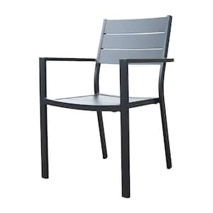 Modern Aluminum Outdoor Patio Black Dining Chair (6-Pack)
