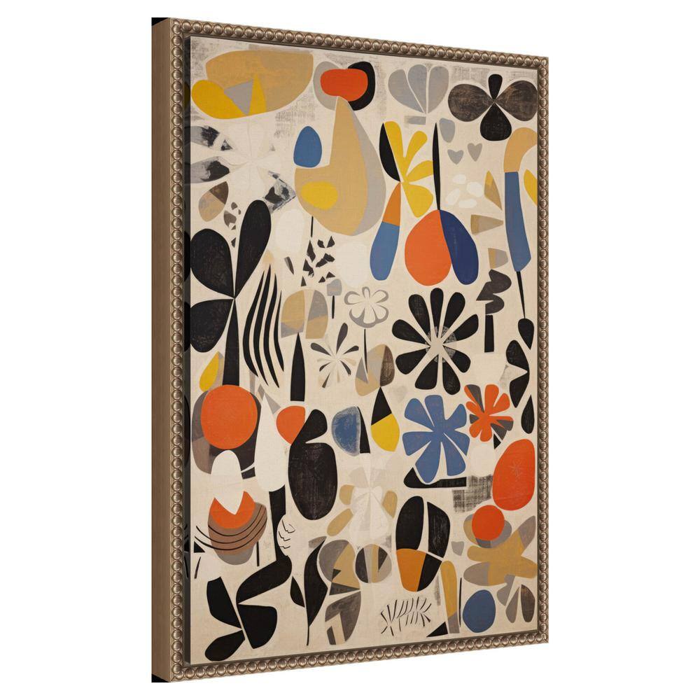 Botanical Selection Abstract Canvas Wall Art with Bronze Frame