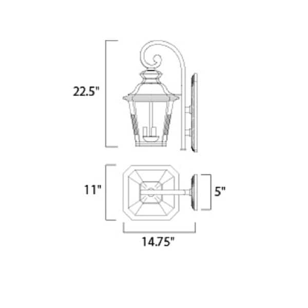 Knoxville 11 in. W 3-Light Bronze Outdoor Wall Lantern Sconce