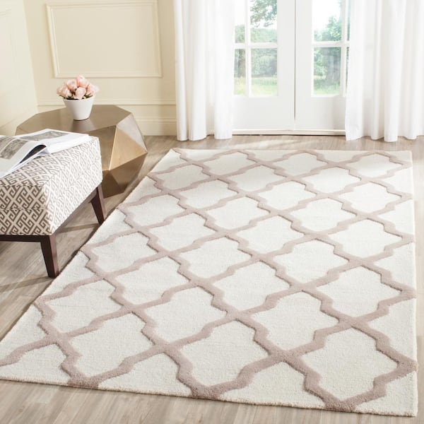Cambridge Ivory/Beige 12 ft. x 16 ft. Geometric Trellis Area Rug