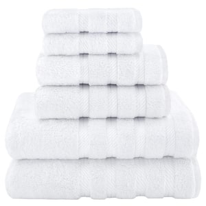 6 Piece Turkish Cotton Bath Towel Set, Bright White