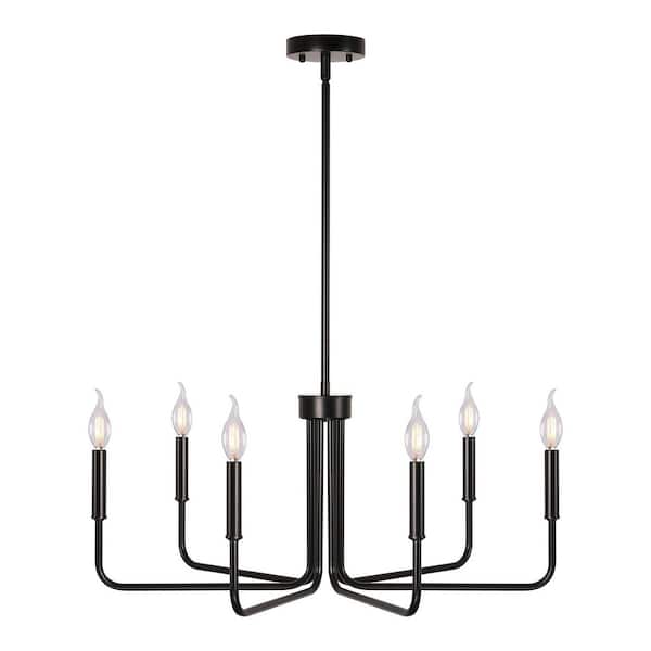 Emeritpro Modern 6-Light Black Branch Chandelier with E12 Sockets ...