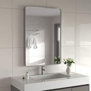 24 in. W x 36 in. H Large Rectangular Stainless Steel Framed Mirror Wall Mirror Bathroom Vanity Mirror in Brushed Silver