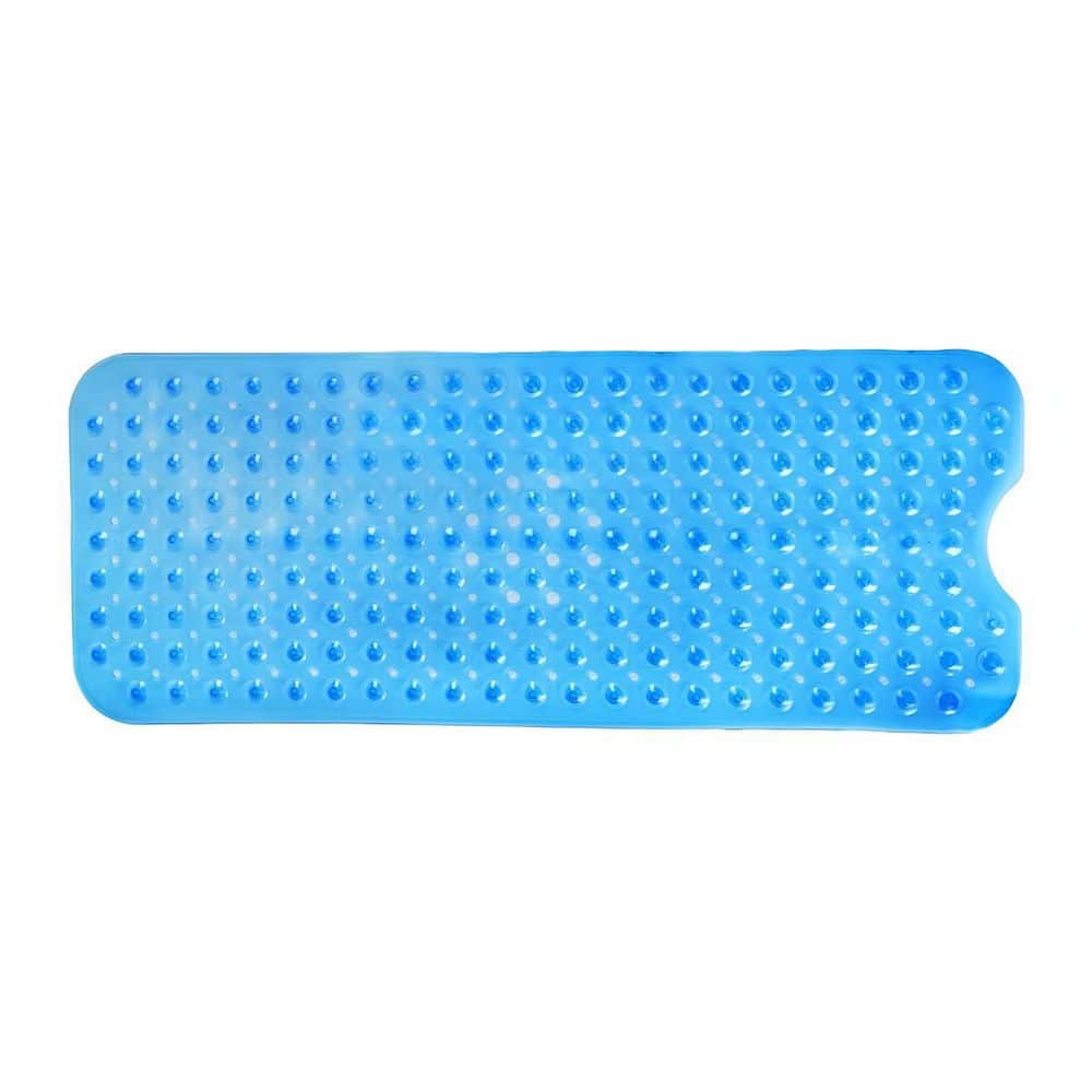 HomeRoots 40 in. x 16 in. Blue Solid Color Plastic Rectangle Bath Mat ...