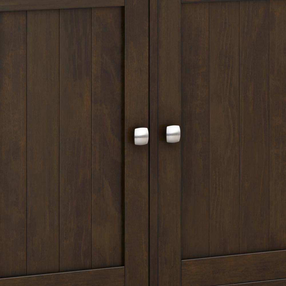 Brunette Brown Solid Wood Office Accent Cabinet with Adjustable Shelves