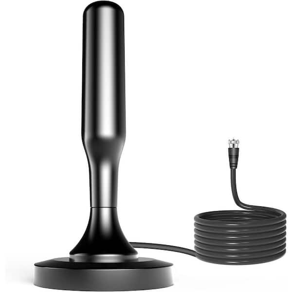 Digital Indoor HD TV Antenna with Long Range Reception and Magnetic Base for Smart TV in Black