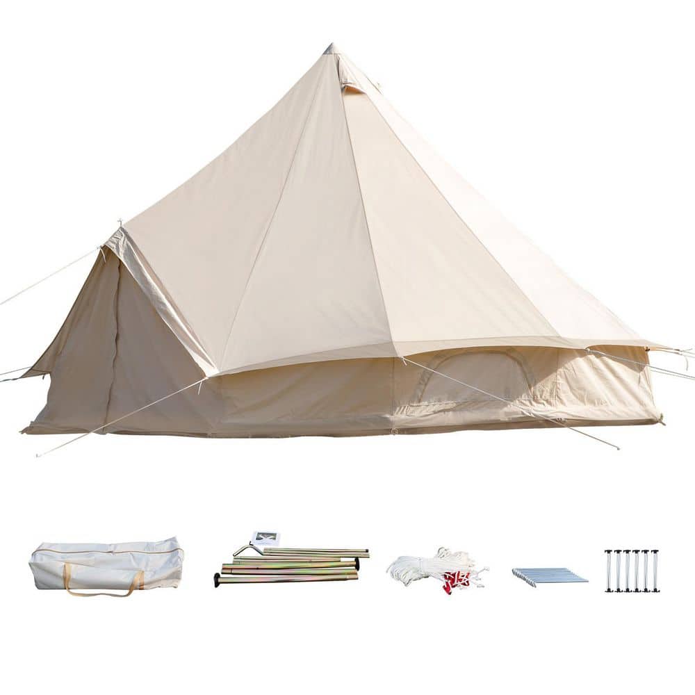 SKYSHALO 12 Person Canvas Glamping Bell Tent, Breathable