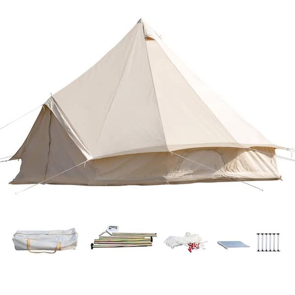 SKYSHALO 12 Person Canvas Glamping Bell Tent, Breathable Waterproof Large Yurt Tent, 23 ft. x 23 ft. x 137 in.(Diameter 7M)