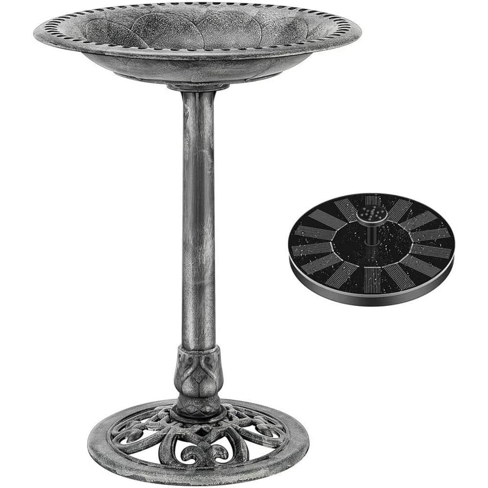 Antique Polyresin Gray Garden Birdbath with Solar Powered Round Fountain price history on PriceWatchPro