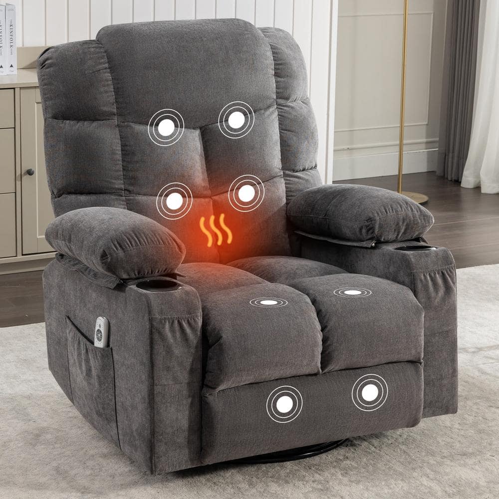 Gray Polyester Massage Recliner Chair Power Lift Recliner Chair with 2-Cup Holders, USB Charge Port Soft and Heat price history on PriceWatchPro