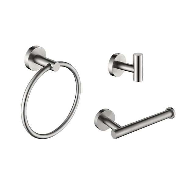 Tahanbath 3 -Piece Bath Hardware Set with Hand Towel Holder in Brushed Nickel