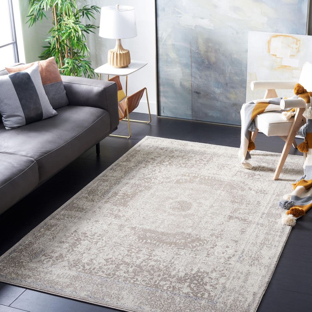 Sofia 7 ft. x 7 ft. Square Ivory/Beige Ornate Border Area Rug price history on PriceWatchPro