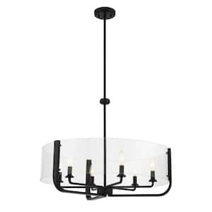 Campisi 6-Light Black Chandelier with Glass Shade