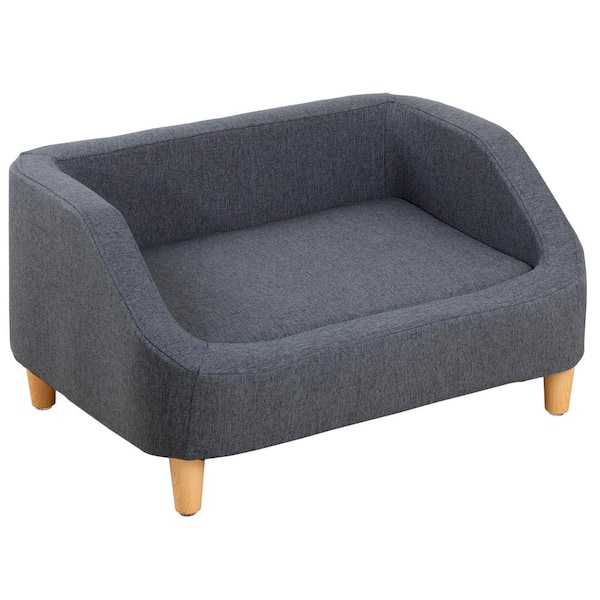 Unbranded Small 30 in. Gray Pet Bed with Movable Cushion with Wood Style Foot