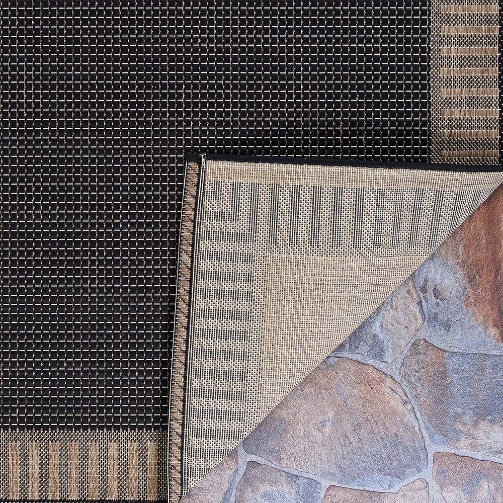 Recife Wicker Stitch Black-Brown 5 ft. x 8 ft. Flatwoven Solid Rectangle Indoor/Outdoor Area Rug - thumbnail 10