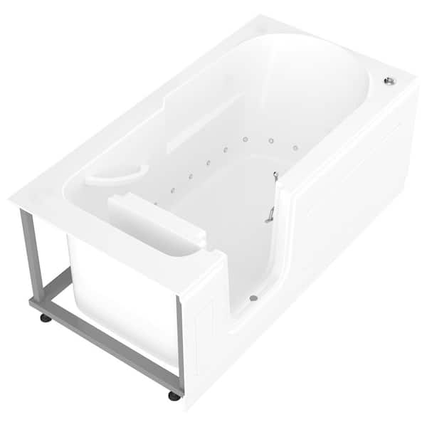 Universal Tubs Nova Heated Step-In 5 ft. Walk-In Air Jetted Tub in White with Chrome Trim
