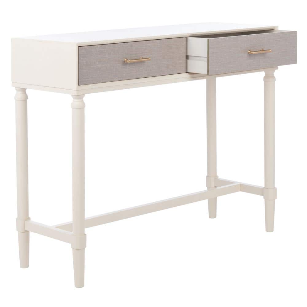 Estella White 40" Modern Console Table with 2 Drawers and Metal Accents