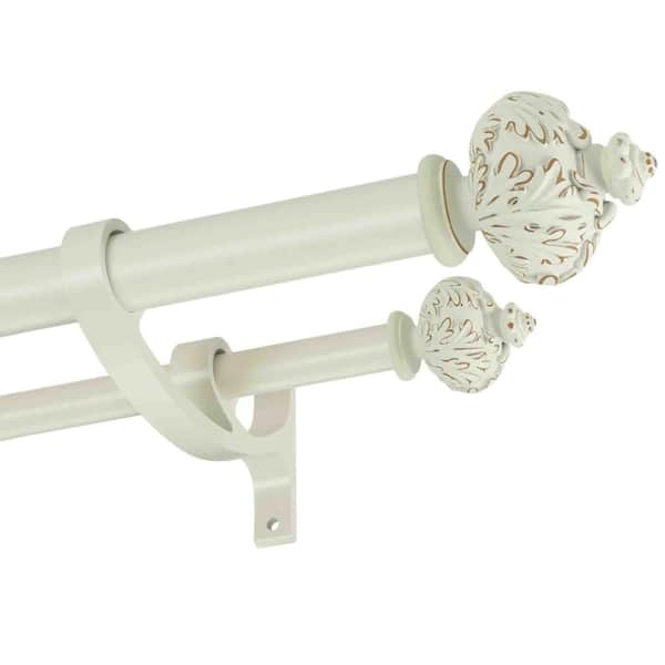 72 in. - 144 in. Adjustable 1 in. Double Curtain Rod in White