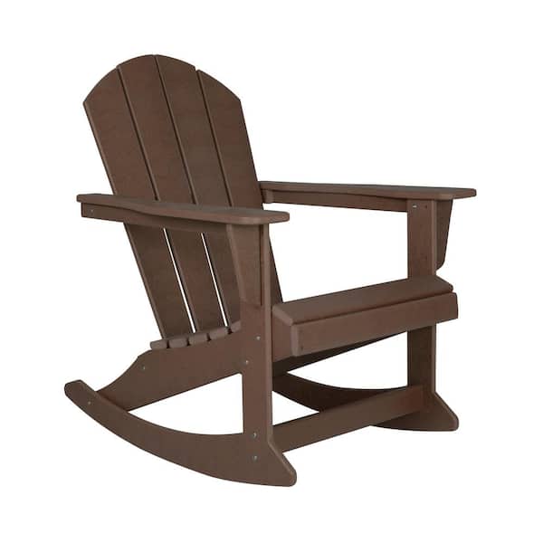 WESTIN OUTDOOR Laguna Outdoor Patio Plastic Adirondack Porch Rocking Chair in Dark Brown