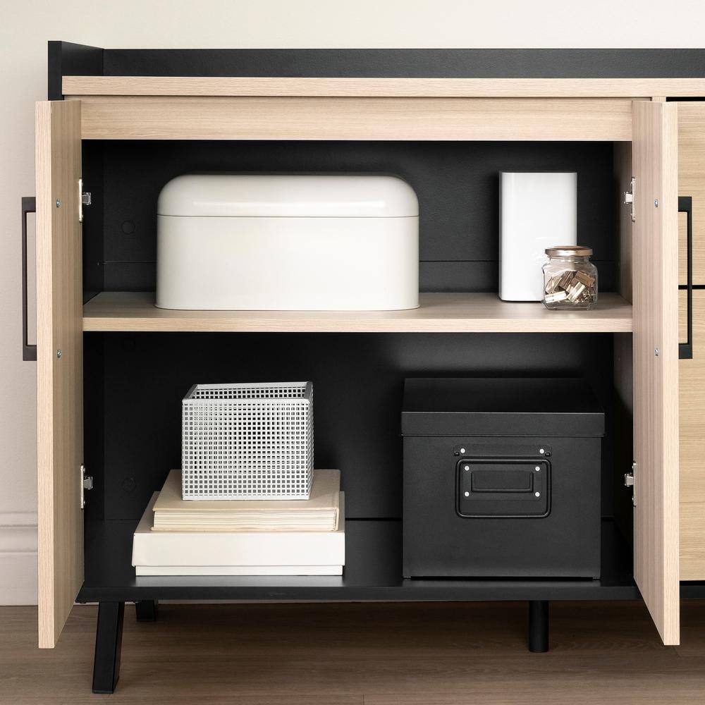 Soft Elm and Matte Black 2-Drawer Lockable Filing Credenza