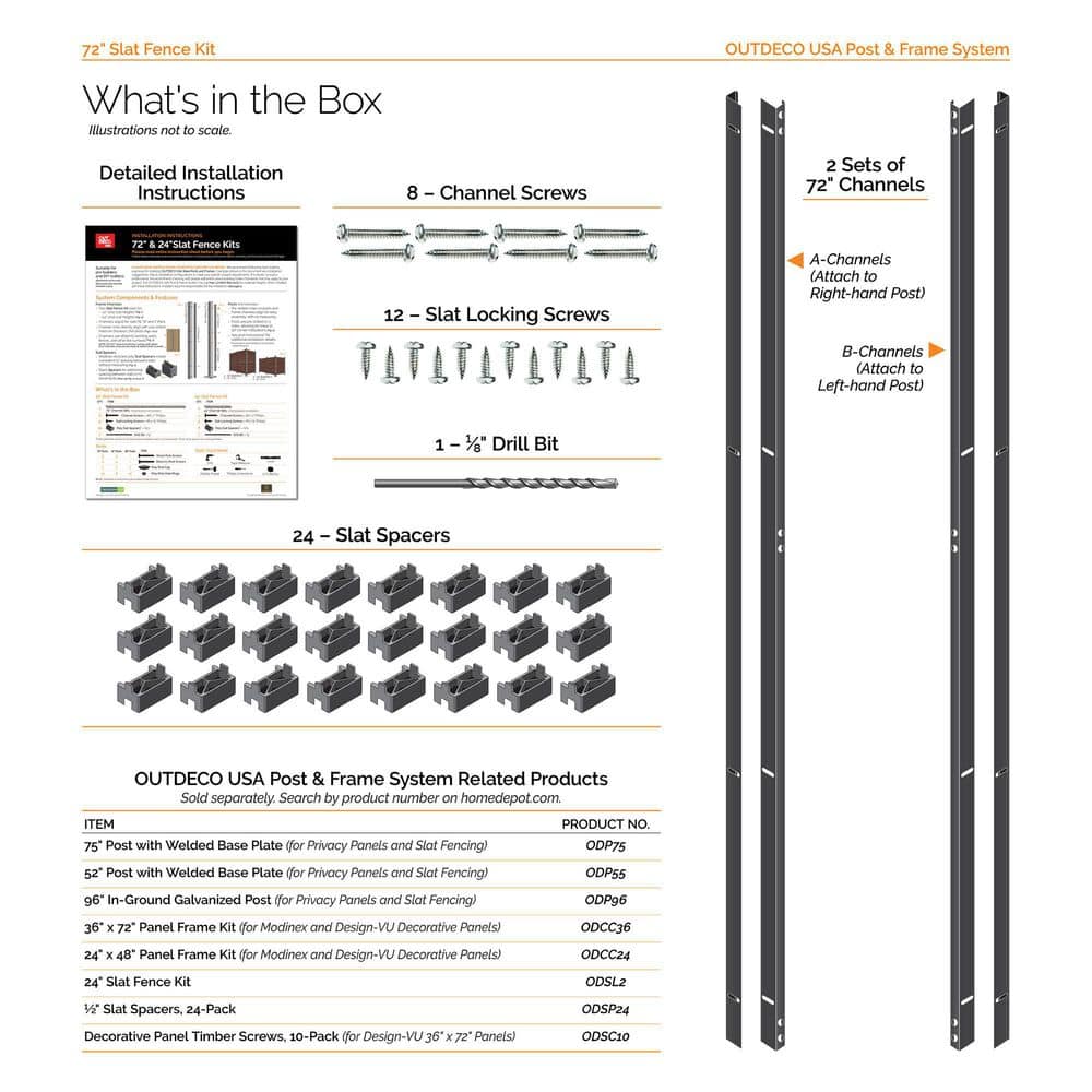 72” Galvanized Steel Adjustable Slat Fence Frame Kit
