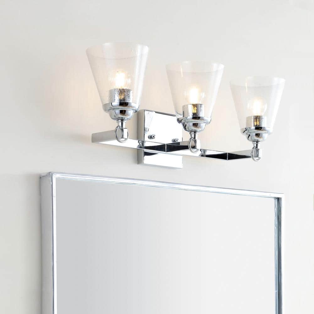 Marion 21" Polished Chrome 3-Light Vanity Sconce with Clear Glass