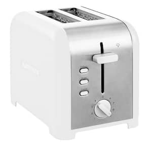 Kenmore 2-Slice Toaster, White Stainless Steel, Extra Wide Slots, Bagel, Defrost, 9 Shade Settings