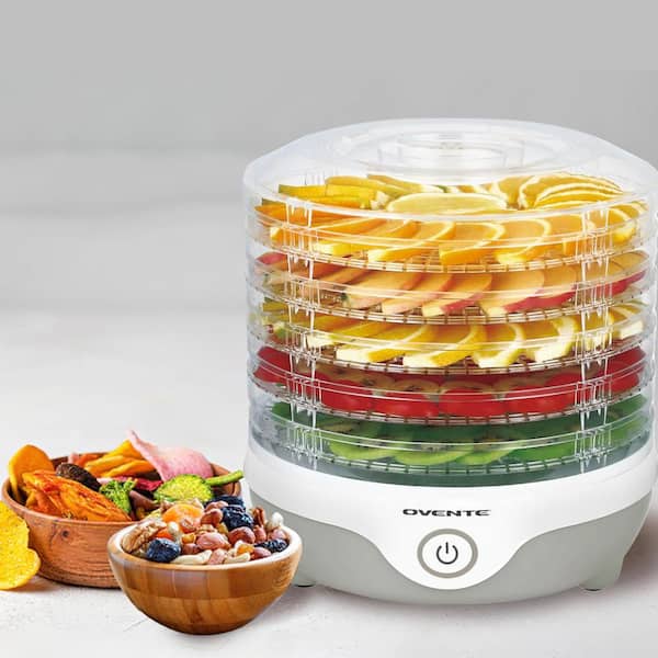 OVENTE 5-Stackable Clear Trays Grey Food Dehydrator Machine with