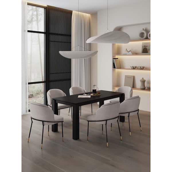 Manhattan Comfort Rockaway and Flor 7-Piece Rectangle Wheat and Black Solid Wood Top Dining Room Set Seats 6
