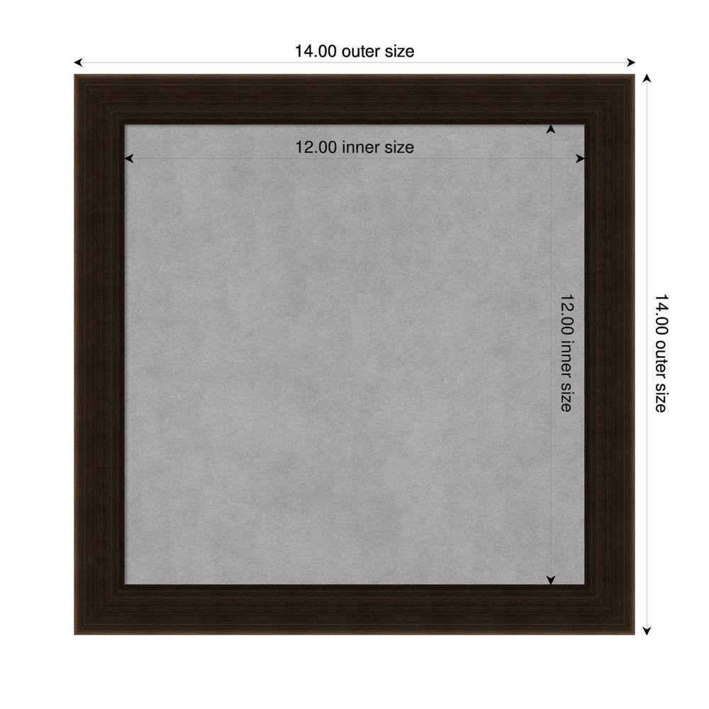 Espresso Brown Wood Framed Grey Metal Magnetic Board 12x12