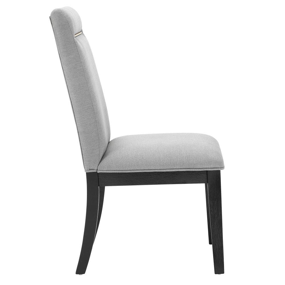 Gray Faux Leather Upholstered Parsons Side Chair with Wood Frame