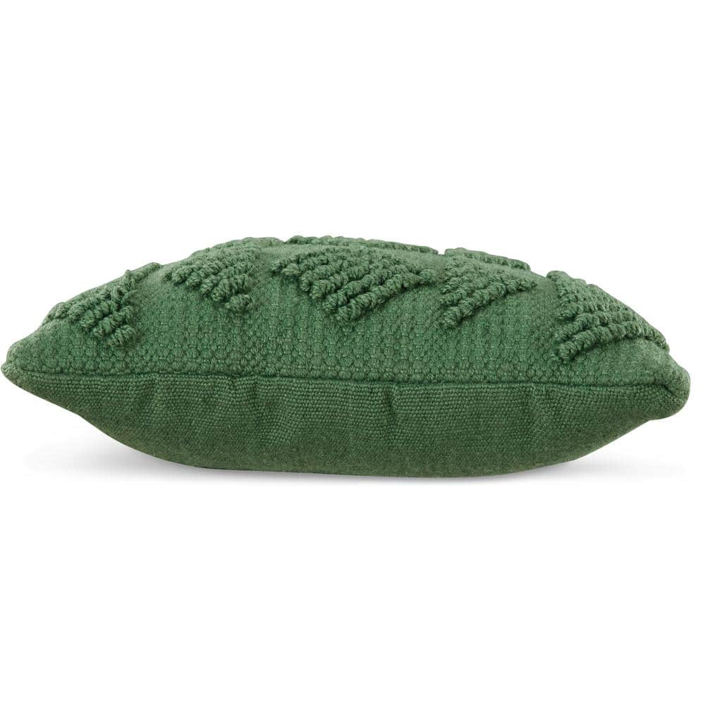 Green Handwoven Geometric 16" Square Indoor/Outdoor Pillow