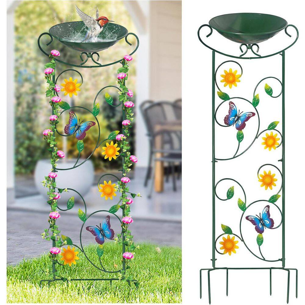 35 Inch Garden Iron Plant Trellis with Decorative Butterflies Detachable Bird Bowl Metal Potted Plants Support price history on PriceWatchPro